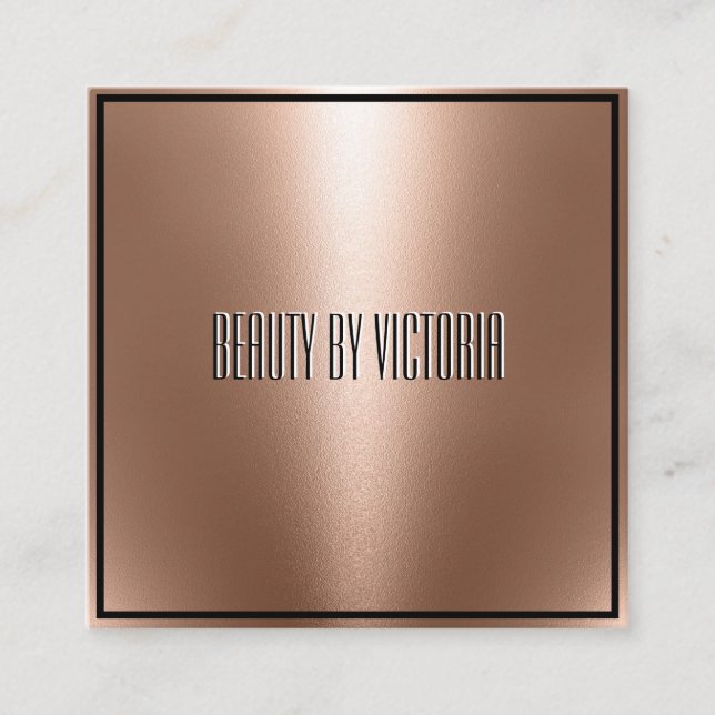Rose Gold Copper  minimalist elegant and modern Square Business Card (Front)