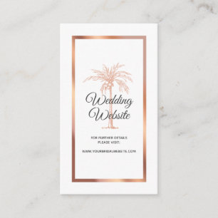 Rose Gold Copper Palm Beach Marble Wedding Website Enclosure Card