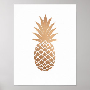 Rose Gold Copper Pineapple Poster