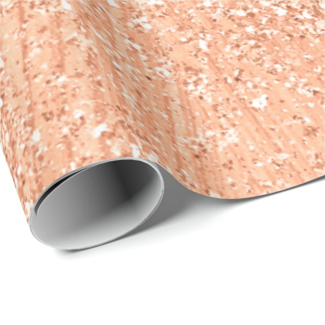 Rose Gold  Coral Crystal Glitter Peach Bridal 16th Wrapping Paper (Roll Corner)