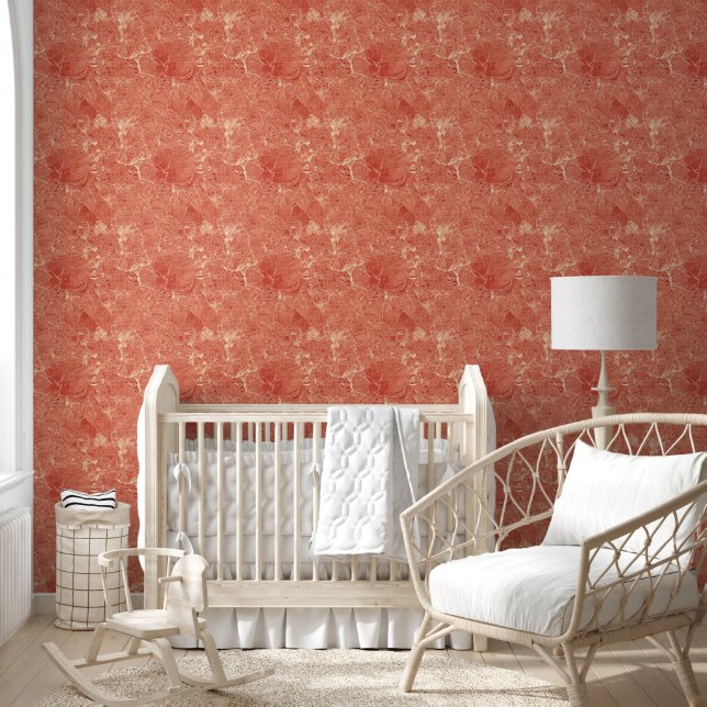Rose Gold Coral Red Marble Texture Pattern Wallpaper (Kids)