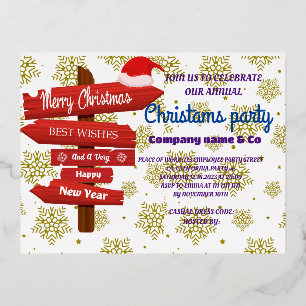 ROSE GOLD CORPORATE CHRISTAMS PARTY FOIL FOIL INVITATION POSTCARD