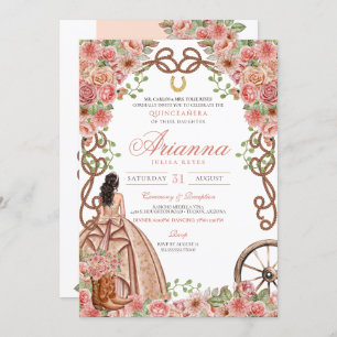 Rose Gold Country Western Charra Quinceañera Invitation
