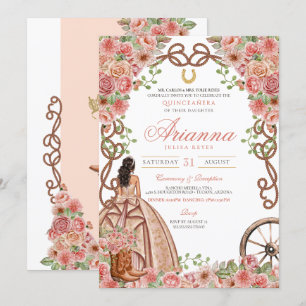 Rose Gold Country Western Charro Quinceanera Invitation