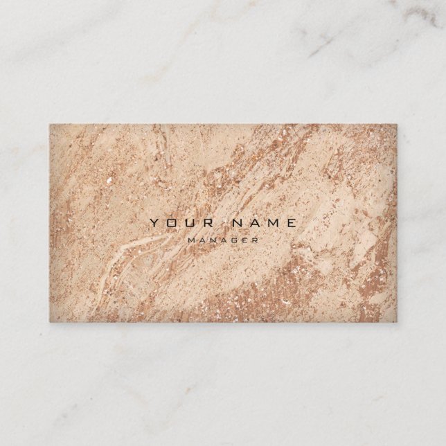 Rose Gold Creamy Beige Marble Stone Minimal Business Card (Front)