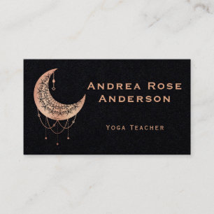 Rose Gold Crescent Moon Mandala Business Card