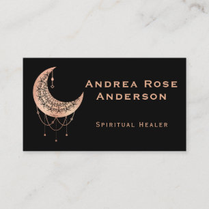 Rose Gold Crescent Moon Mandala Business Card