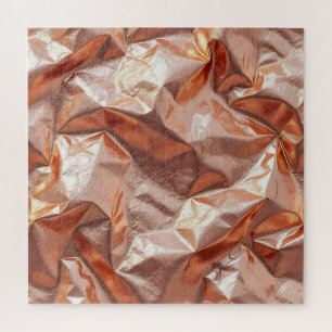 Rose Gold Crinkled Metallic Foil Luxe Jigsaw Puzzle