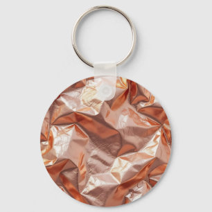 Rose Gold Crinkled Metallic Foil Luxe Key Ring
