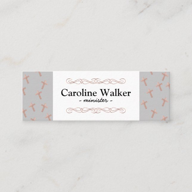 Rose Gold Crosses Religious Mini Business Card (Front)