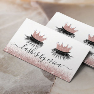 Rose Gold Crown Eyelash Diva Lashes Salon Business Card