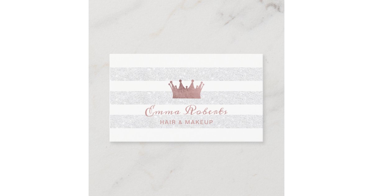 Rose Gold Crown Hair Makeup Modern Salon Business Card Zazzle Co Uk
