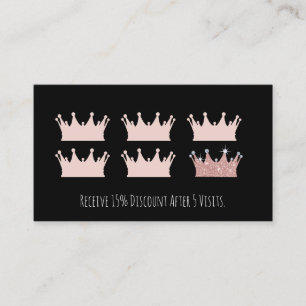 Rose Gold Crown Makeup Artist Hair Salon Loyalty Card