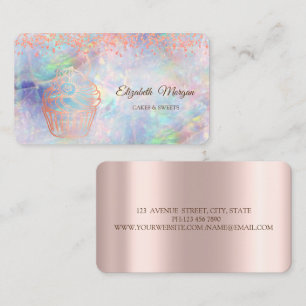 Rose Gold Cupcake,Sweets,Bakery Opal Business Card