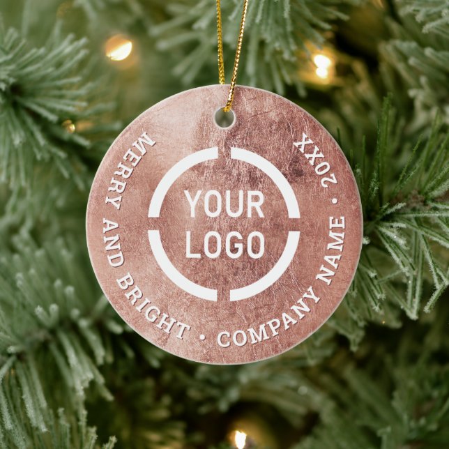 Rose gold custom business ornaments with logo (Tree)