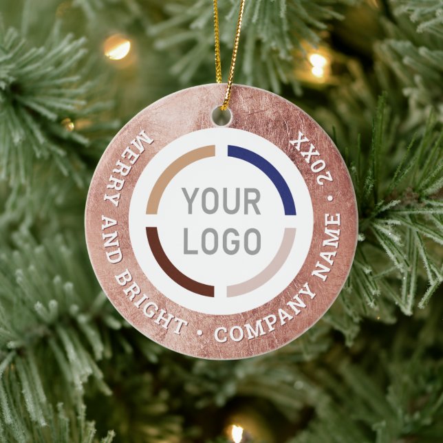 Rose gold custom business ornaments with logo (Tree)