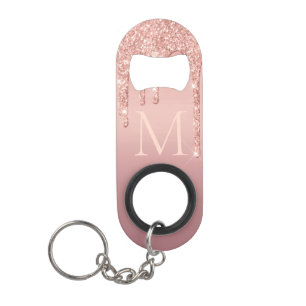 Rose Gold Custom Letter Keychain Bottle Opener