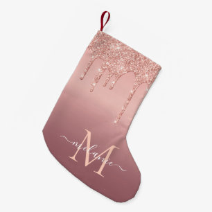 Rose Gold Custom Letter Name Christmas Stocking
