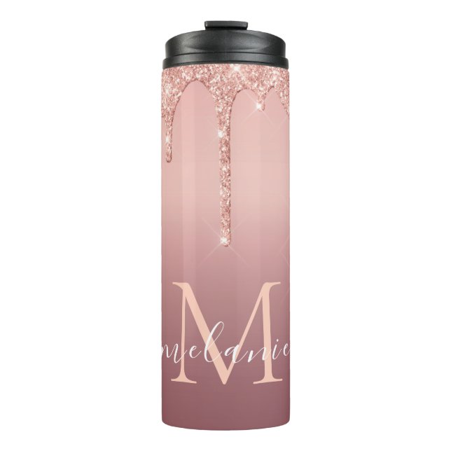 Rose Gold Custom Letter name Thermal Tumbler (Front)