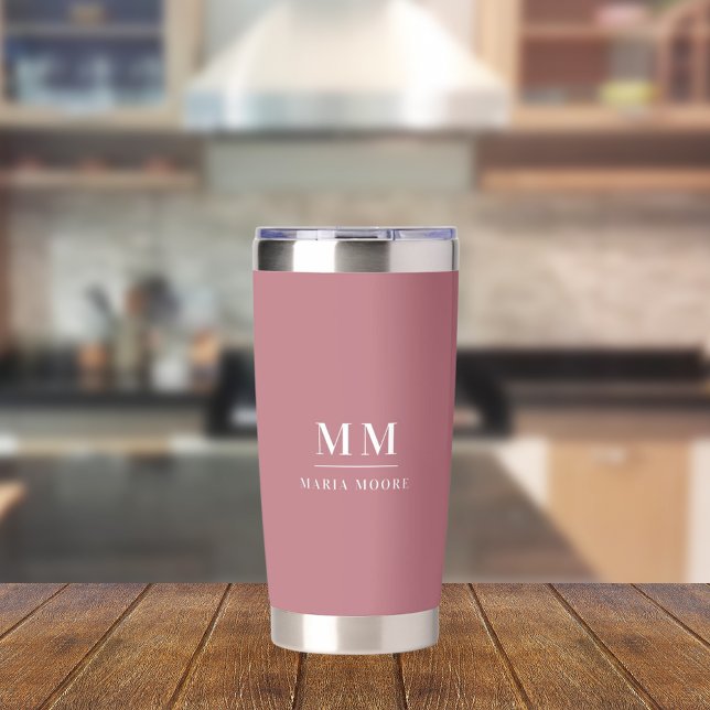 Rose gold custom monogram initials name insulated tumbler (Creator Uploaded)