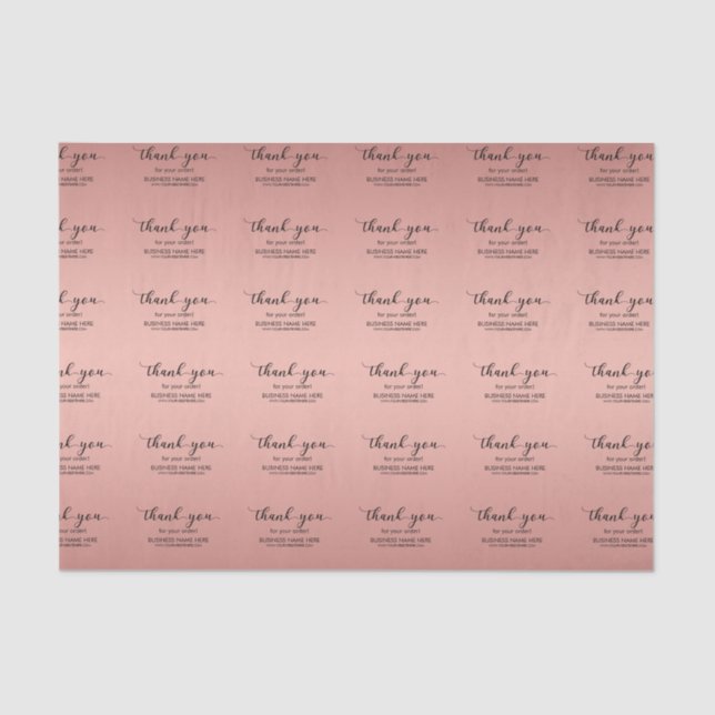 Rose Gold Custom Thank You Business  Tissue Paper (Front)