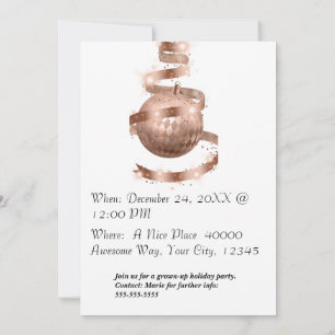 Rose Gold Customisable Holiday Party Inivitation Invitation