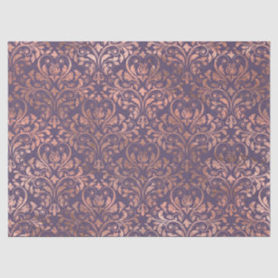 Rose Gold Damask on Purple Decoupage Tissue Paper