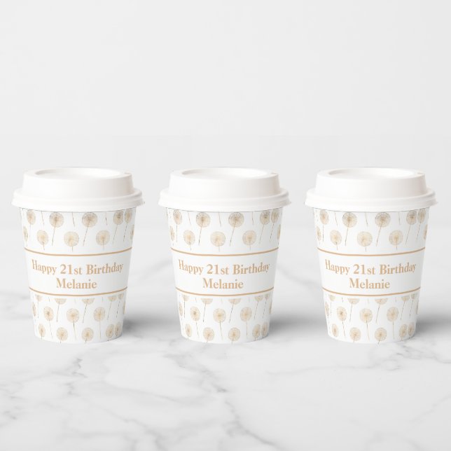 Rose gold dandelion wish classic personalised paper cups (Multi)