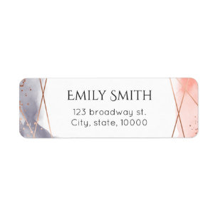 Rose Gold Dawn Watercolor Geometric return address