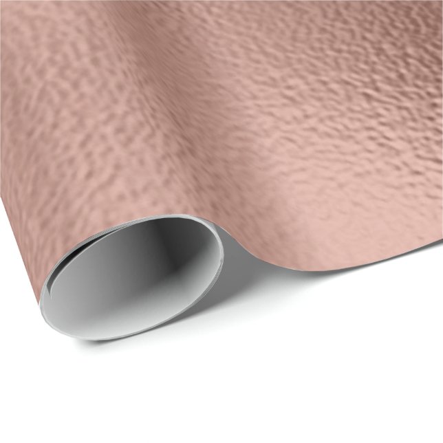 Rose Gold Delicate Metallic Minimalism Glass Peach Wrapping Paper (Roll Corner)