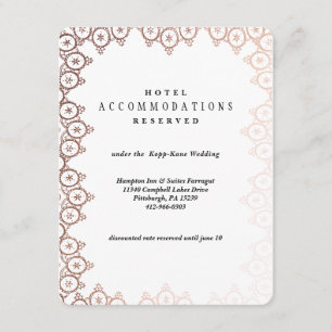 Rose Gold Delicate Wedding Hotel Card