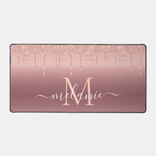 Rose Gold Desk Mat Custom Name and Letter