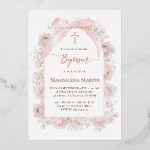rose gold details pink roses Baptism