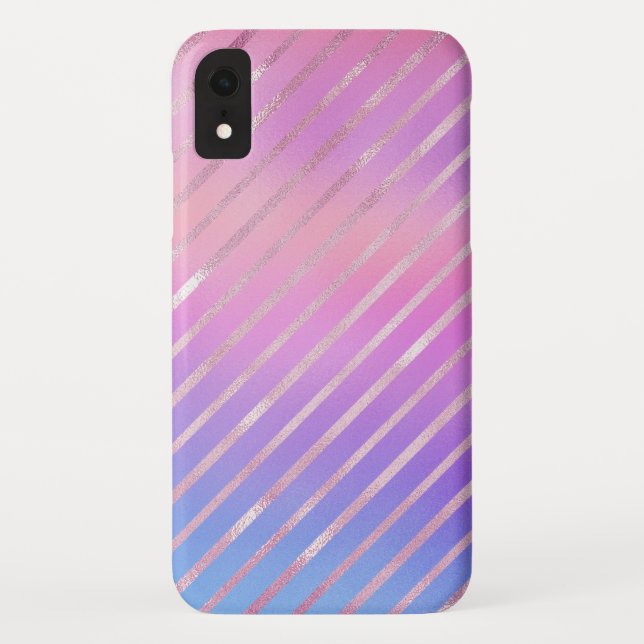 Rose Gold Diagonal Stripes Pattern Case-Mate iPhone Case (Back)