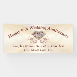 Rose Gold Diamond Anniversary Banner, Personalised Banner