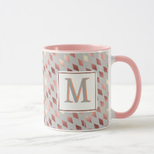 rose gold diamond initial monogram grey grey mug