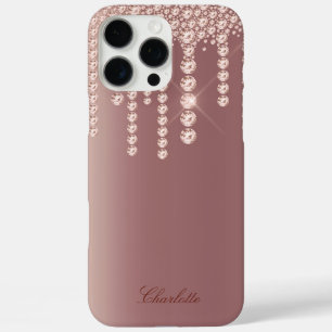 Rose Gold Diamond Look iPhone 16 Pro Max Case