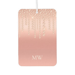 Rose Gold Diamond Look Monogram Air Freshener