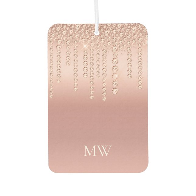 Rose Gold Diamond Look Monogram Air Freshener (Front)