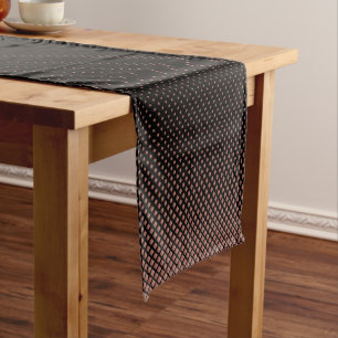Rose Gold Diamond Pattern on Black Background Short Table Runner