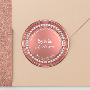 Rose Gold Diamond Sparkle Return Address Label