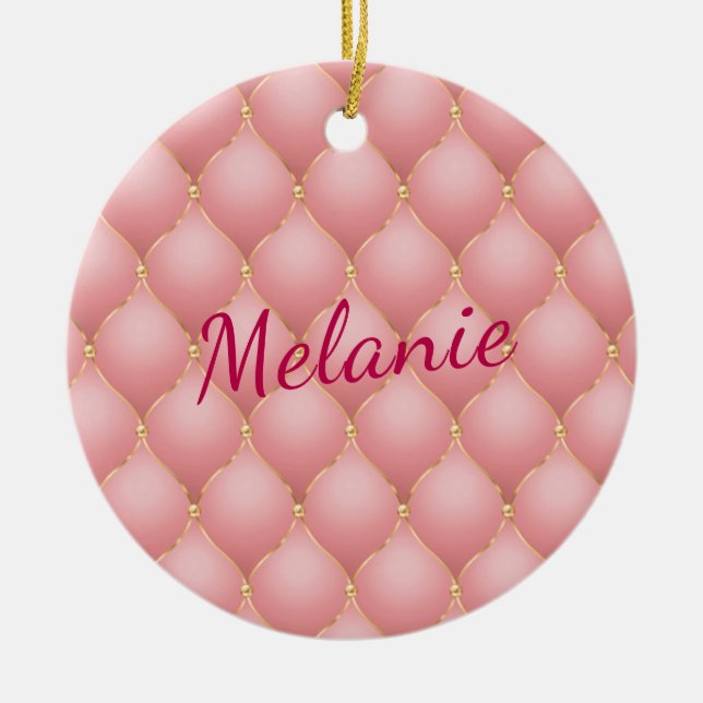 Rose Gold Diamonds Christmas Ornament Custom Name (Front)