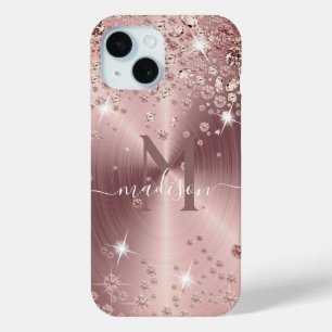Rose Gold Diamonds - Personalised iPhone 15 Case