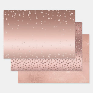 Rose Gold Diamonds Wrapping Paper Sheet