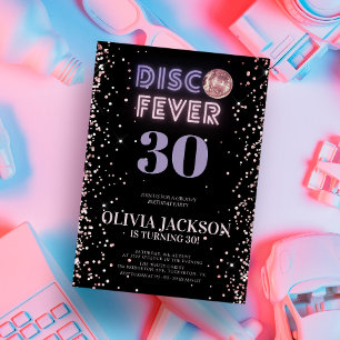 Rose Gold Disco Fever Birthday Party Invitation