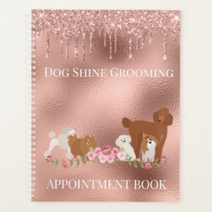 Rose Gold Dog Grooming Glitter Pet Services Planner
