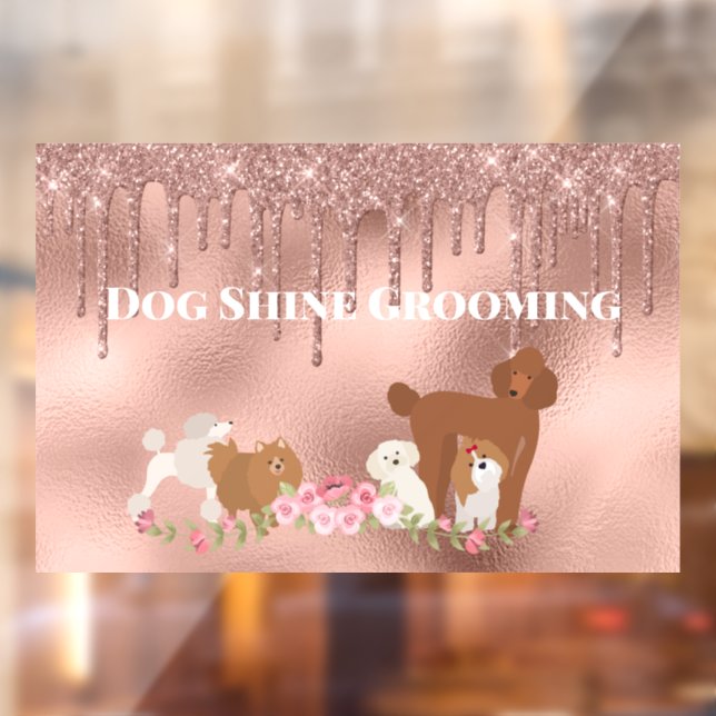 Rose gold Dog Grooming Glitter Pet Services Window Cling (Sheet 2)