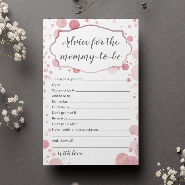 Rose Gold Dots Baby Shower Advice for mummy to be (Creator Uploaded)