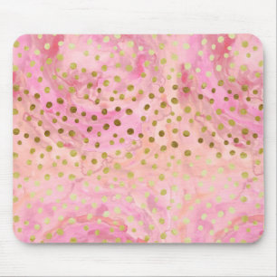 Rose Gold Dots Modern Glam Watercolor Mousepad