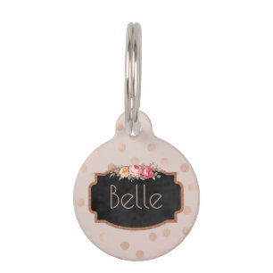 Rose Gold Dots Personalised Pet ID Phone Pet Tag